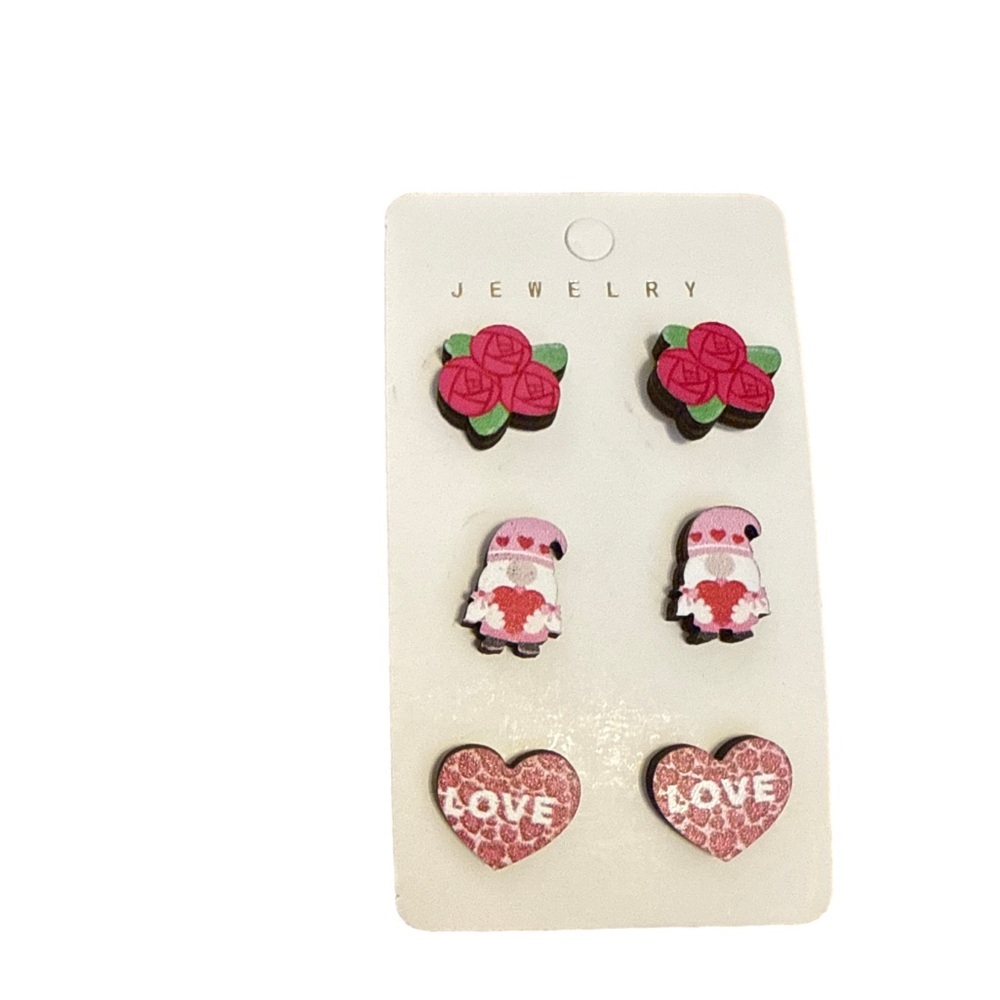 Pink and Red Kids Earrings Set